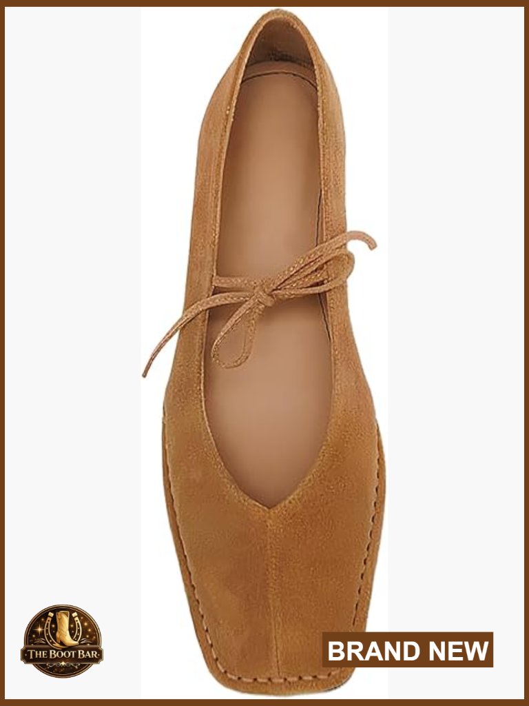 Square Toe Ballet Flats With Bow Strap, Comfortable Mary Jane Shoes